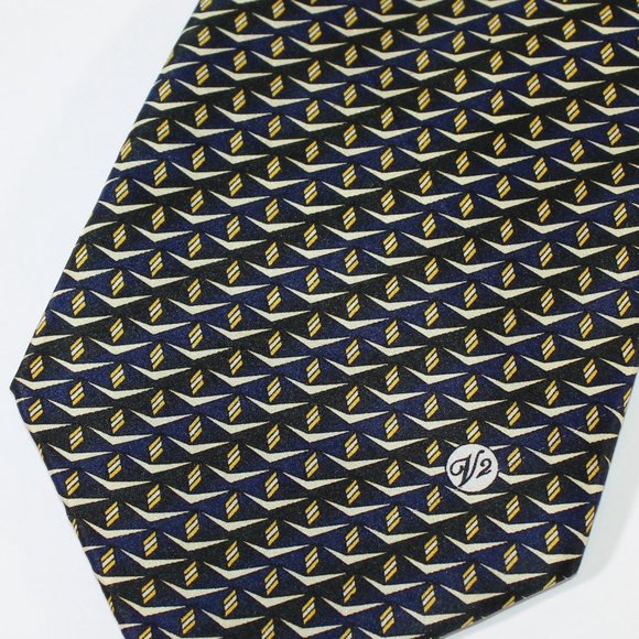 Versace V2 Blue & Gold Chevron Silk Tie, GUC - Picture 2 of 7